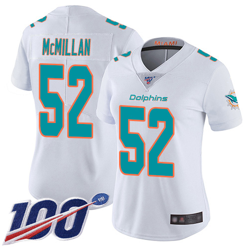 Nike Miami Dolphins 52 Raekwon McMillan White Women Stitched NFL 100th Season Vapor Limited Jersey